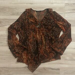 Le Grenier Vintage Y2K Blouse Long Sleeve Top Size Large Shimmery Flowy